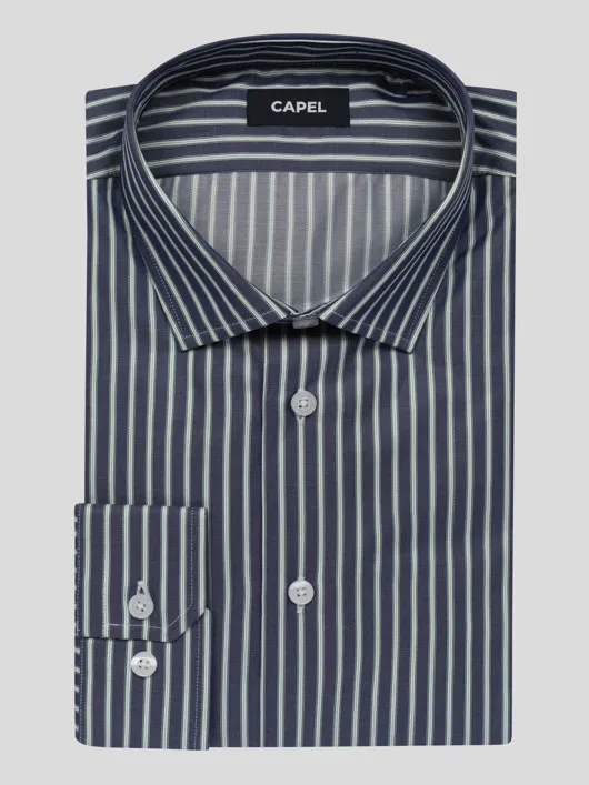 Chemise Max Marine Rayee Capel Grande Taille  homme grande taille - Capelstore