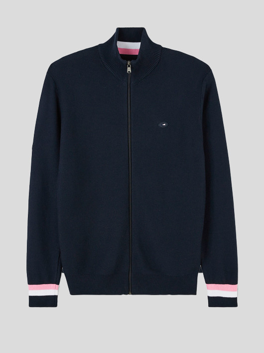 Cardigan Eden Park En Coton Pour Homme Avec Fermeture Éclair - Taille L - Noir Élégant