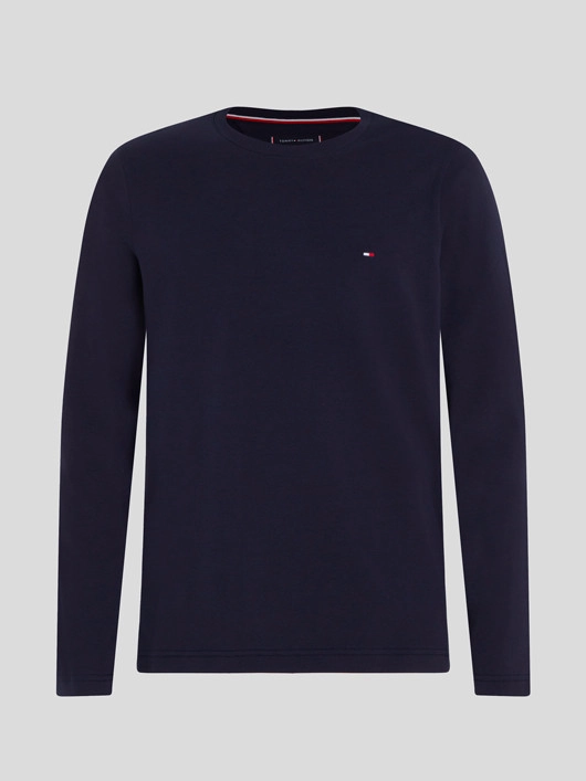 Tee-shirt Ml Uni Marine Tommy Hilfiger Grande Taille  homme grande taille - Capelstore