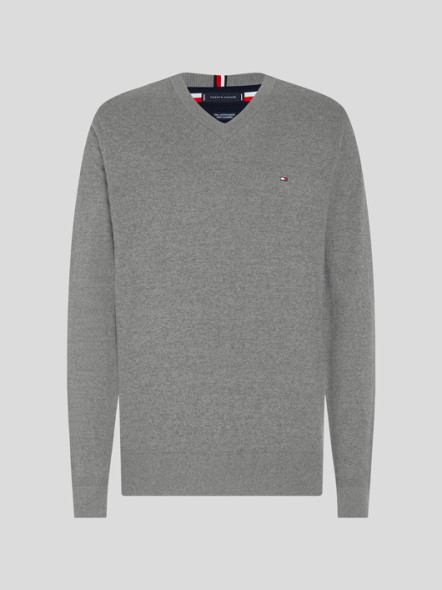 Pull Coton/Cachemire Gris Tommy Hilfiger Grande Taille