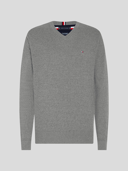 Pull Coton/Cachemire Gris Tommy Hilfiger Grande Taille