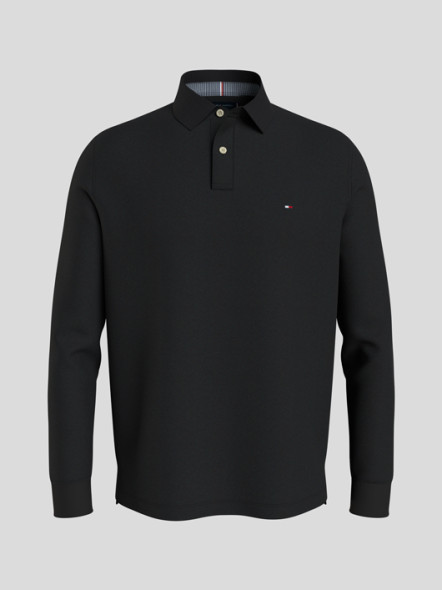 Polo Noir Manches Longues Tommy Hilfiger Grande Taille