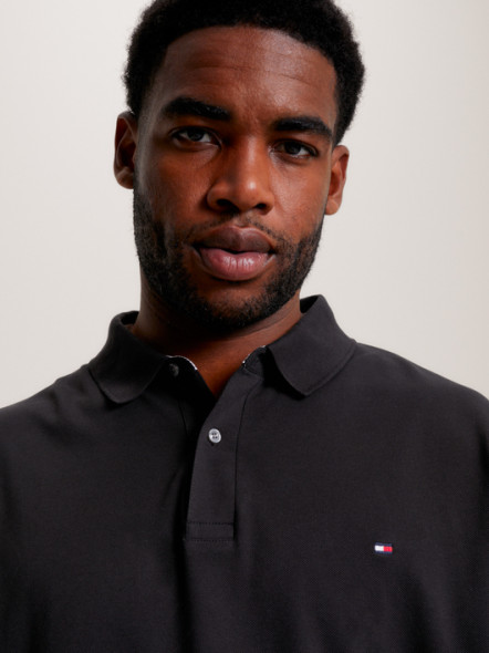 Polo Noir Manches Longues Tommy Hilfiger Grande Taille