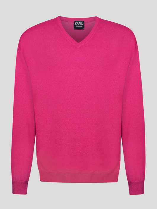 Pull Cachemire Enzo Framboise Capel Grande Taille  homme grande taille - Capelstore