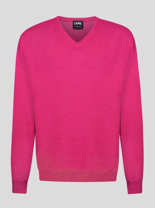 Pull Cachemire Enzo Framboise Capel Grande Taille  homme grande taille - Capelstore