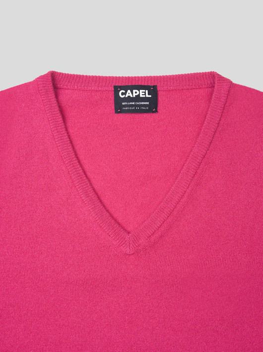 Pull Cachemire Enzo Framboise Capel Grande Taille homme grande taille - Capelstore