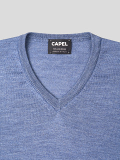 Pull Merinos Como Col V Bleu Capel Grande Taille  homme grande taille - Capelstore