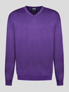 Pull Merinos Como Col V Violet Capel Grande Taille  homme grande taille - Capelstore