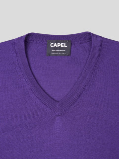 Pull Merinos Como Col V Violet Capel Grande Taille  homme grande taille - Capelstore