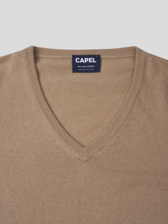 Pull Cachemire Enzo V Beige Capel Grande Taille  homme grande taille - Capelstore