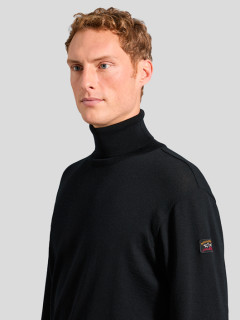 Pull Col Roule Noir Paul&shark Grande Taille  homme grande taille - Capelstore